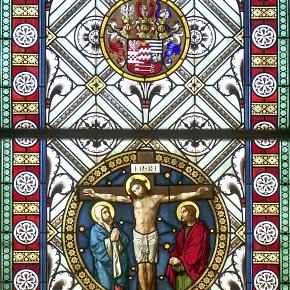 Bregenz, Kloster Mehrerau, Kongregationskapelle Hl. Bernhard, Kreuzigung mit Maria und Johannes, 1886