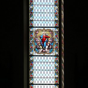 Egg, Pfarrkirche hl. Nikolaus, Maria Himmelfahrt, um 1950, Tiroler Glasmalerei