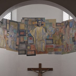 Feldkirch-Altenstadt, Hll. Pankratius und Zeno, Fresko im Chor, Jesus umgeben von Heiligen, Martin Häusle, 1964