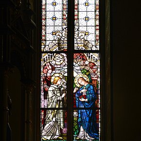 Gaschurn, Hl. Erzengel Michael​, Verkündigung an Maria, Tiroler Glasmalerei 1900