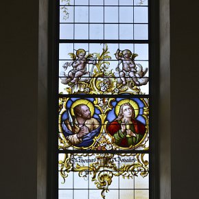 Hörbranz, Pfarrkirche Hl. Martin, S.t Thomas, St. Johannes, Stifter Magdalena Haltmeier, K.Bayerische Hofglasmalerei F.X. Zettler, München 1895