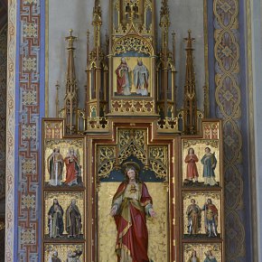 Silbertal, Pfarrkirche Hll. Josef und Nikolaus, Herz Jesu Altar von August Valentin, Brixen, 1901